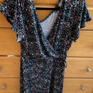Floral Wrap Dress with Flutter Sleeves
